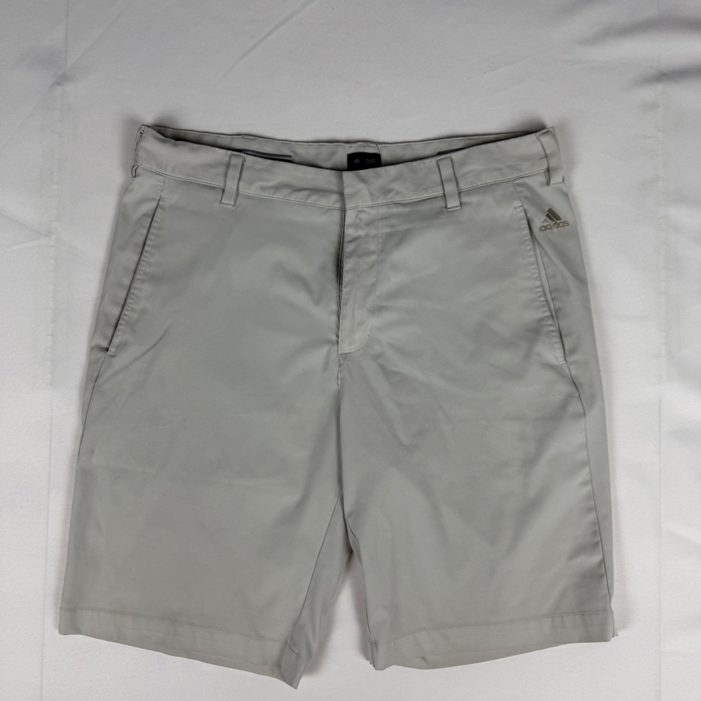 Adidas Mens Golf Shorts Light‎ Grey Performance Flat Front 32 Polyester Sport